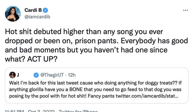 Some of the tweets involving JT and Cardi.