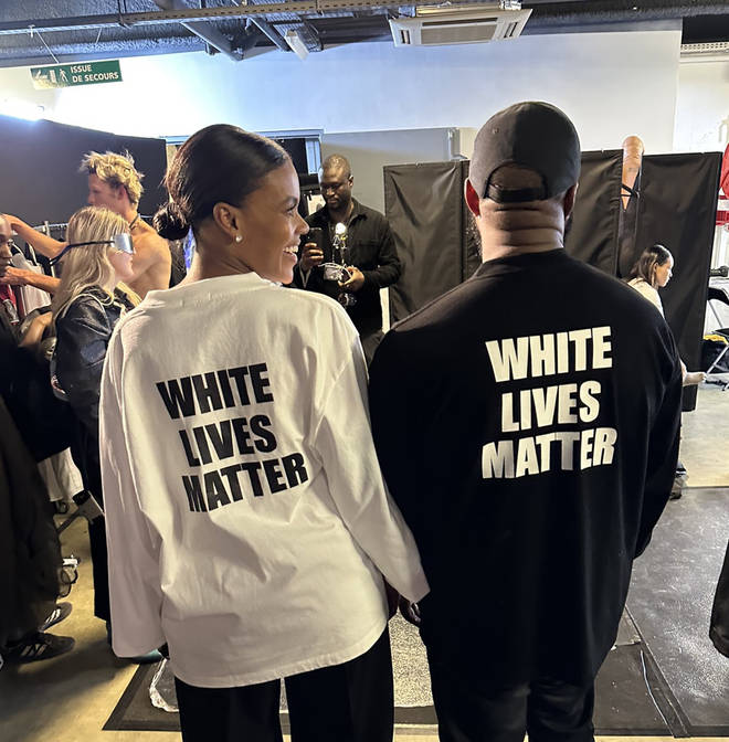 Candace Owen and Kanye West pictured at the Yeezy fashion show.
