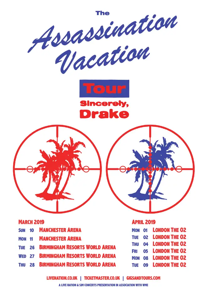 Drake's UK Tour dates for 2019