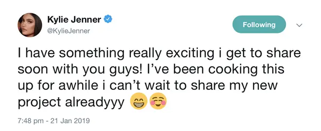 The 21-year-old teased fans with an announcement.