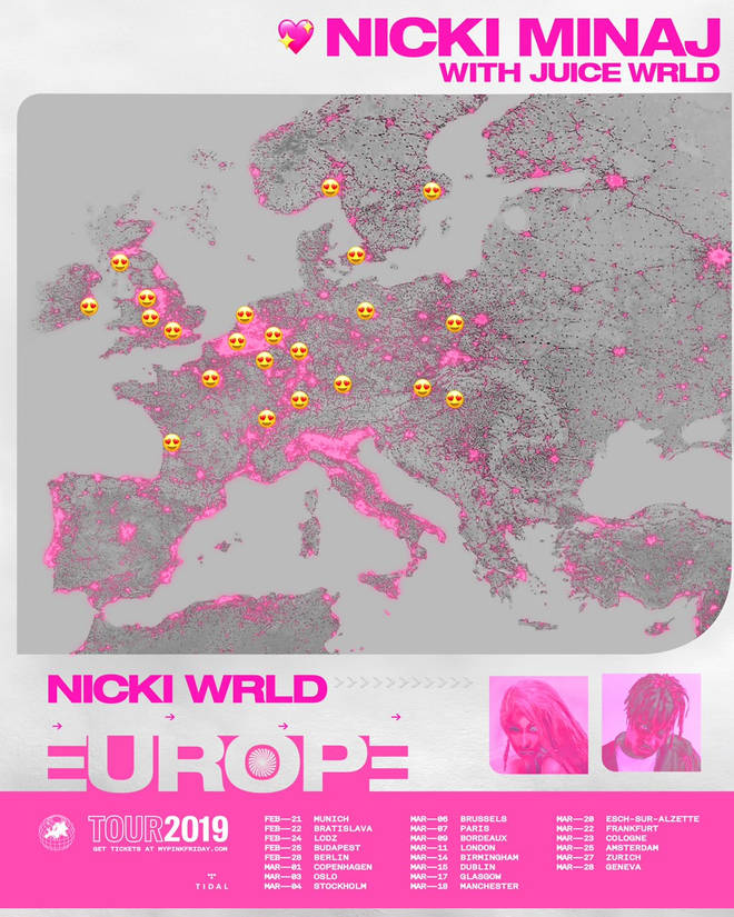 Nicki Minaj announces 'THE NICKI WRLD TOUR' featuring Juice WRLD.