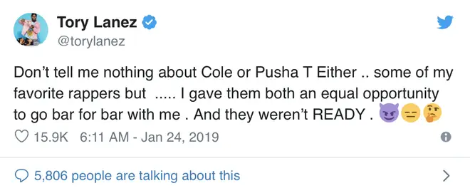 tory lanes on J.Cole and Pusha T
