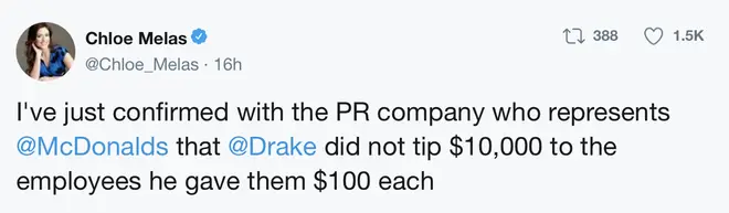 Drake did not give out $20,000