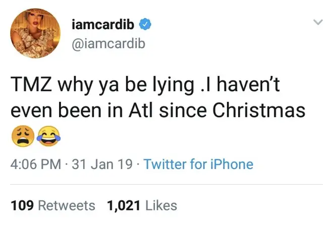 Cardi accused the publication of lying.