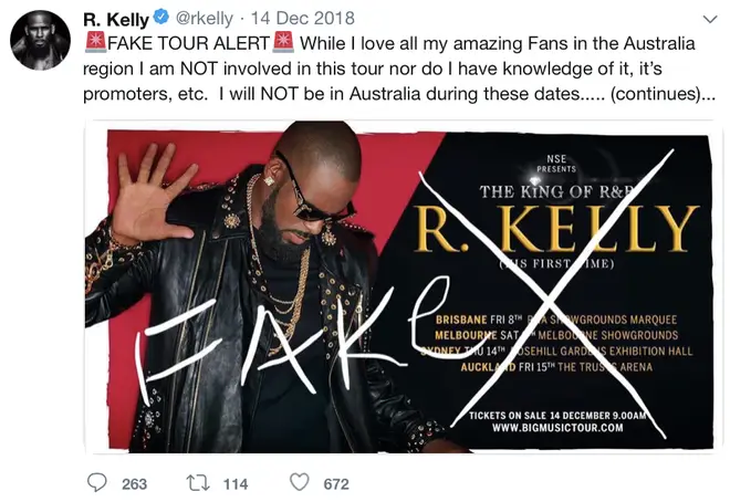 R. Kelly denies fake tour but later announces his international tour