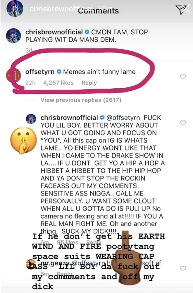 Chris Brown's goes off on Offset in explosive rant