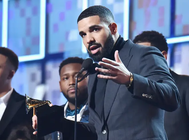 Drake accepts the Best Rap Song award for 'God's Plan' at the 61st Annual Grammys.