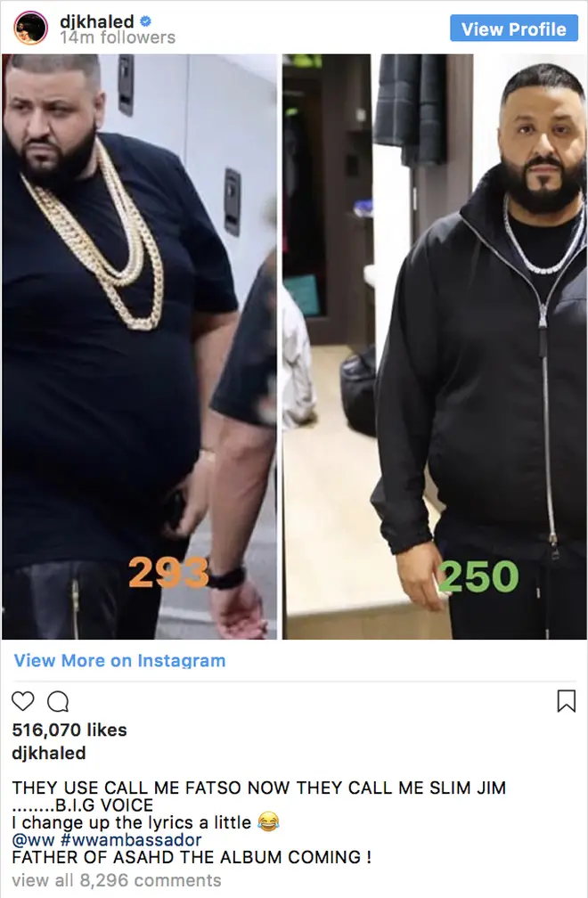 DJ Khalid shows his amazing weight loss transformation with fans on Instagram