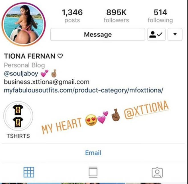 Soulja Boy screenshots his girlfriends Instagram page and captions the photo 'My Heart'