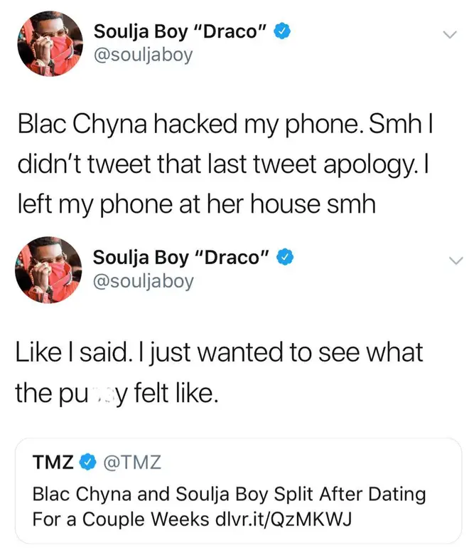 Soulja Boy claimed the model hacked his phone.