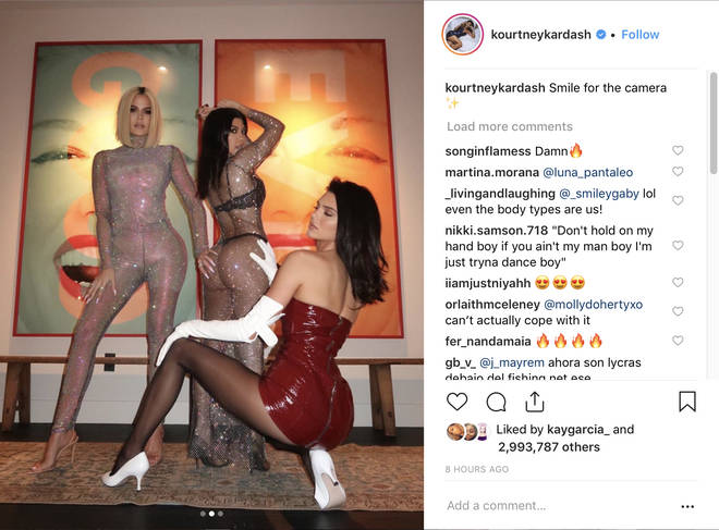 Meek Mill comments on the second picture Kourtney posted with her behind on show through her lovely see-through sparkly outfit
