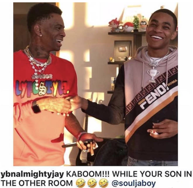 YBN Almighty Jay posts a photo of him and Soulja Boy on Instagram, with a caption trolling Blac Chyna