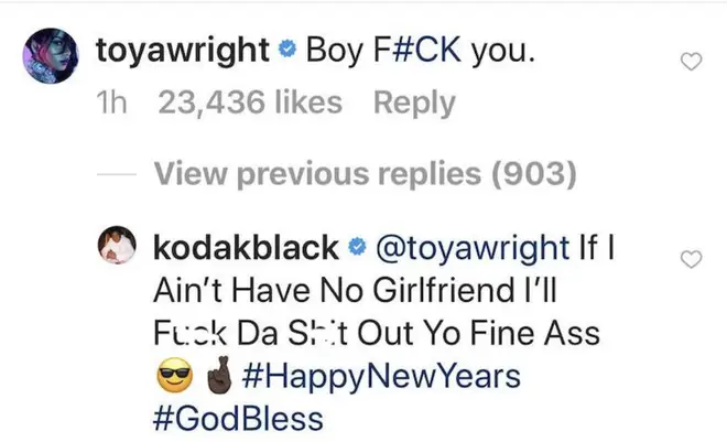 Kodak Black slams Toya Wright after she came to the defence of her daughter