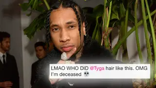 Tyga was seen out without his usual braids.