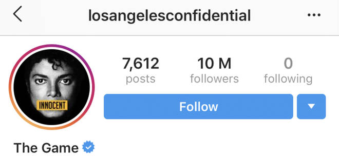 The Game also changed his profile picture on Instagram to the Michael Jackson 'innocent' poster.