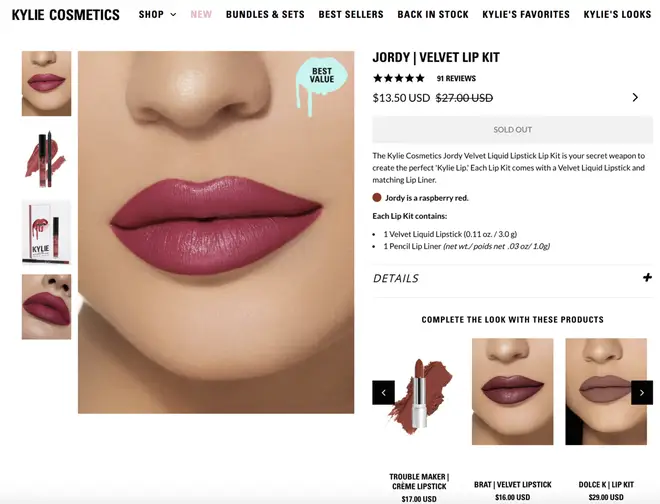 Kylie Cosmetics put Jordyn Woods "Jordy" Lip Kit on sale amid cheating scandal