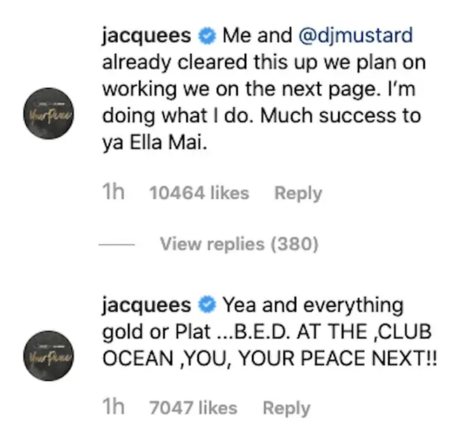 The R&B singer addressed Ella's tweet on Instagram.