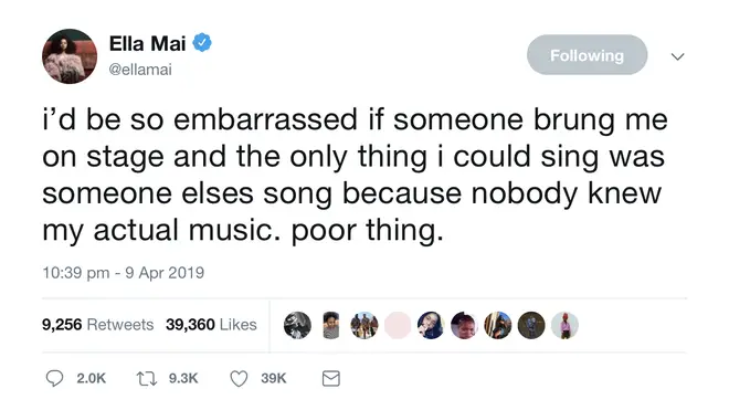 Ella Mai indirectly spoke out following Jacquees' performance.