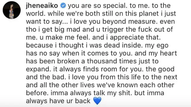 Jhené poured her heart out in Big Sean's comments section.