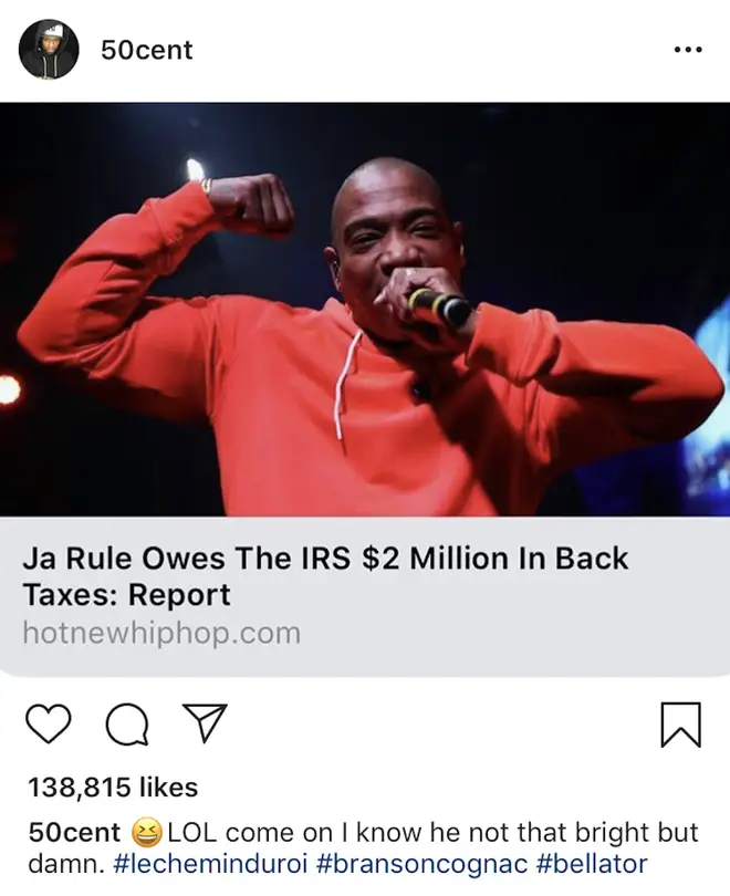 The rapper took aim at Ja Rule over his alleged money issues.