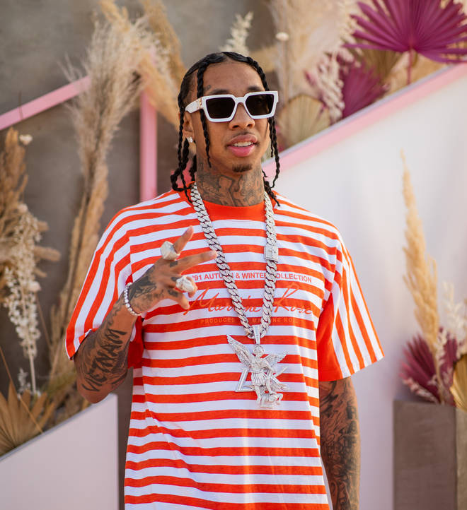 Tyga flaunted his new chain at Revolve Festival.