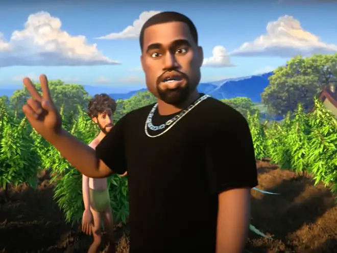 Kanye West is voiced by Kevin Hart in the animated video.