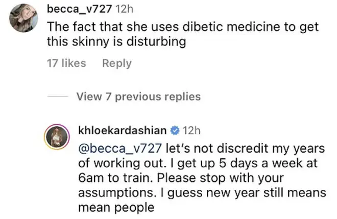 Khloe clapped back at a fan who suggested she used the drug.