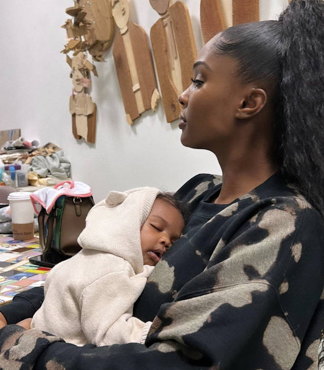 LaNisha Cole and her baby Onyx she shares with Nick Cannon.