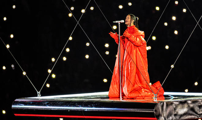 Rihanna was a vision in red.