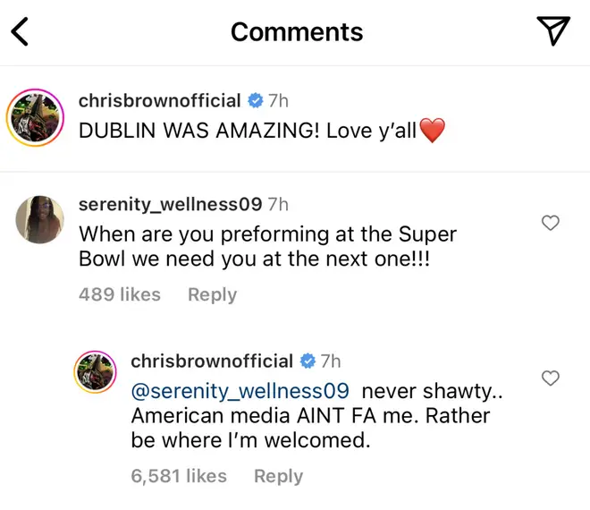 Breezy responded to rumours of him headlining the half time show.