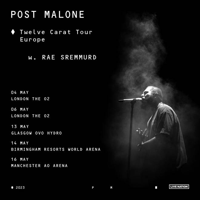 Post Malone has announced the UK dates of his long awaited European leg of his Twelve Carat Tour!