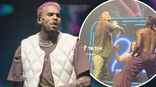 Chris Brown throws fan's phone into crowd during lap dance