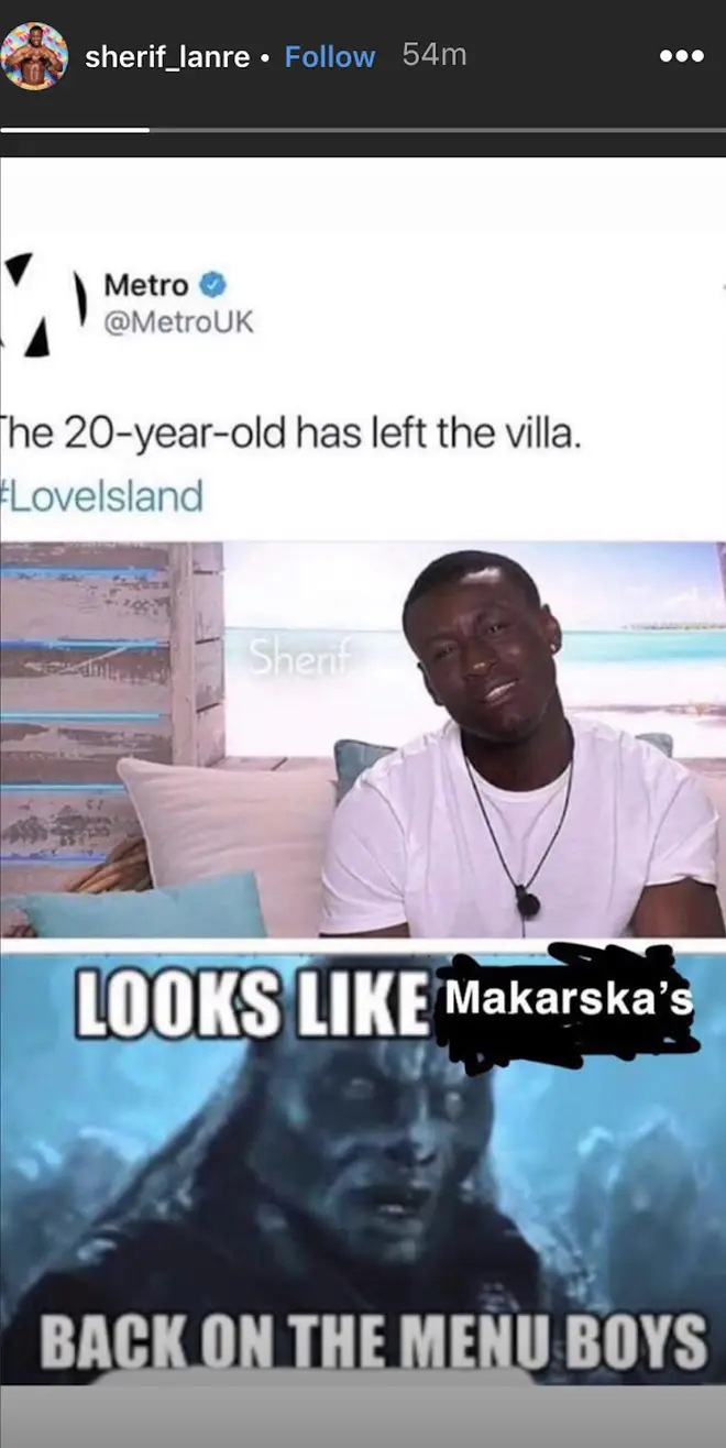 Love Island's Sherif hinted that he's off to Makarska in Croatia after being kicked off the show.
