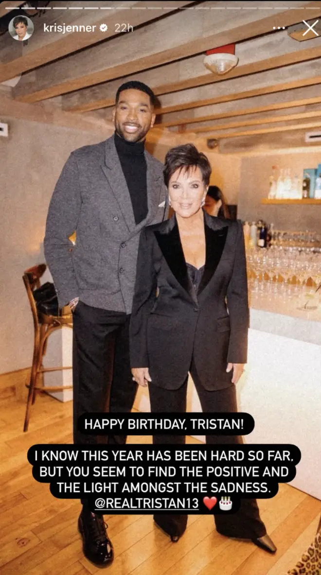 Kris posted multiple stories of Tristan.
