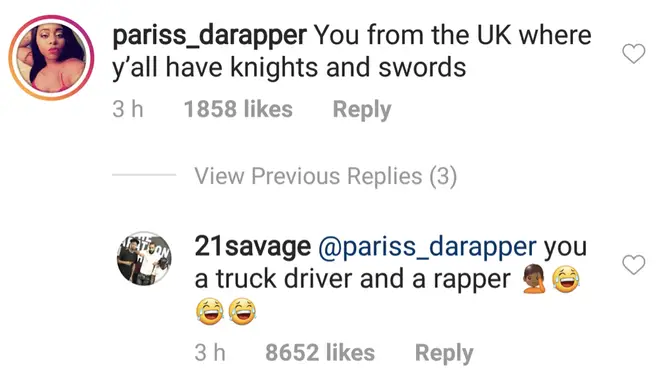 21 Savage claps back at a fan in his comment section