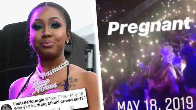 Yung Miami posted a video of herself crowd surfing while she was pregnant