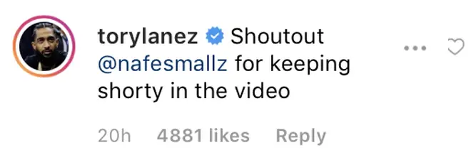 Tory Lanez gives a shout out to Nafe Smallz for keeping the dark skinned model in the video