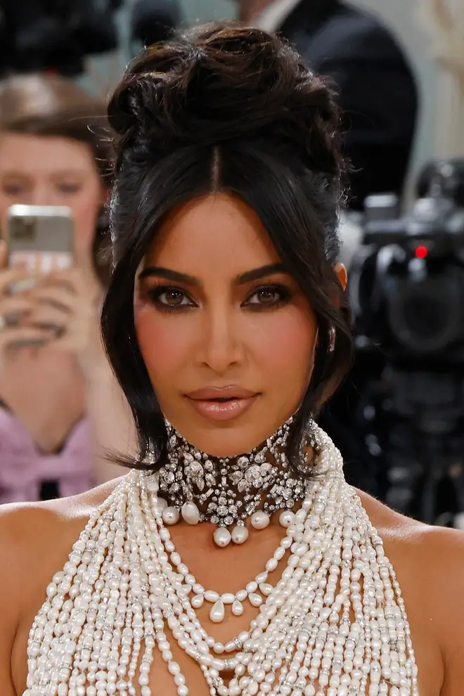 Kim was dripping in pearls at the 2023 Met Gala.