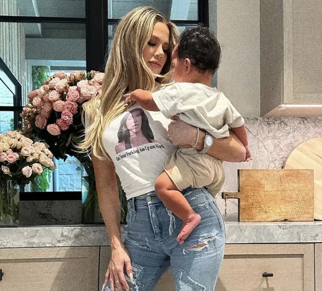 Khloe shared these snaps of her baby son to Instagram.