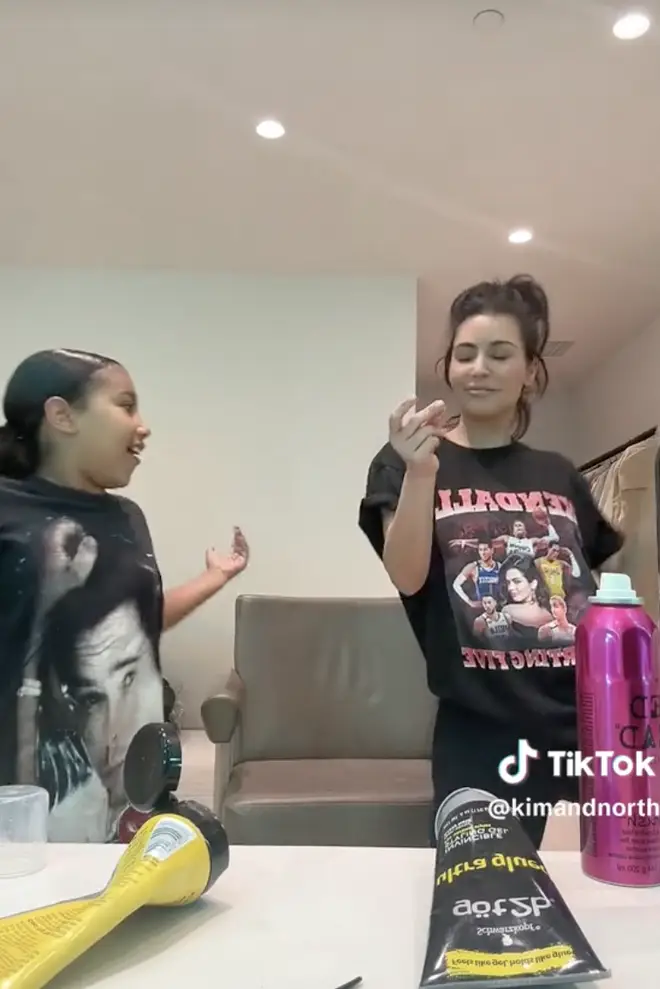 Kim and North in the TikTok video.