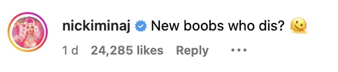 Nicki commented on her own post with this cryptic message.