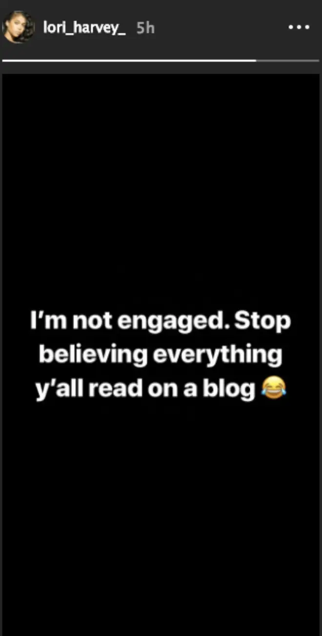 Lori Harvey took to Instagram to clear up rumours that she is engaged to Diddy