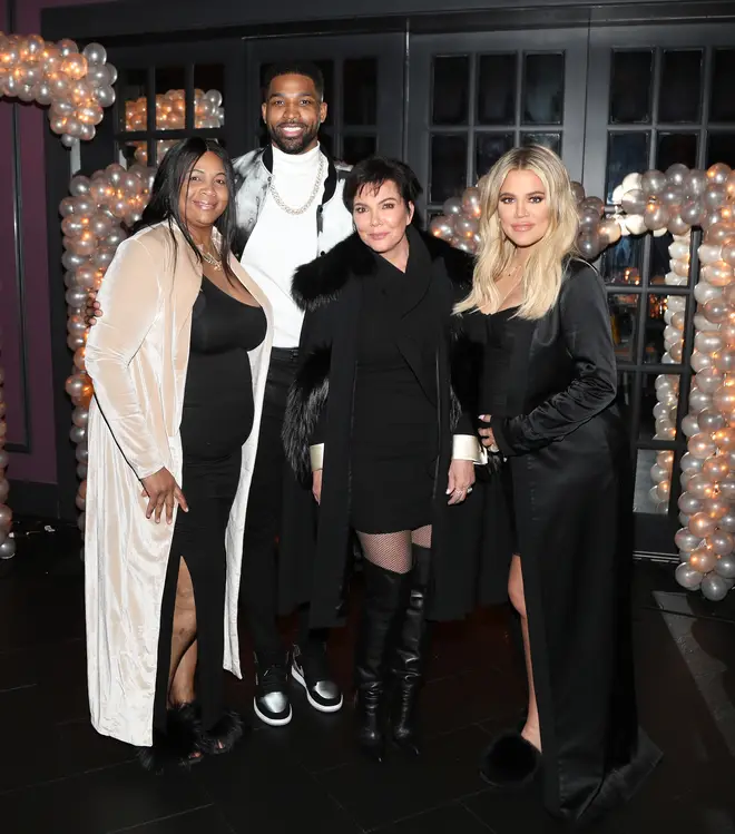 Andrea pictured with son Tristan, Khloe and Kris in 2018.
