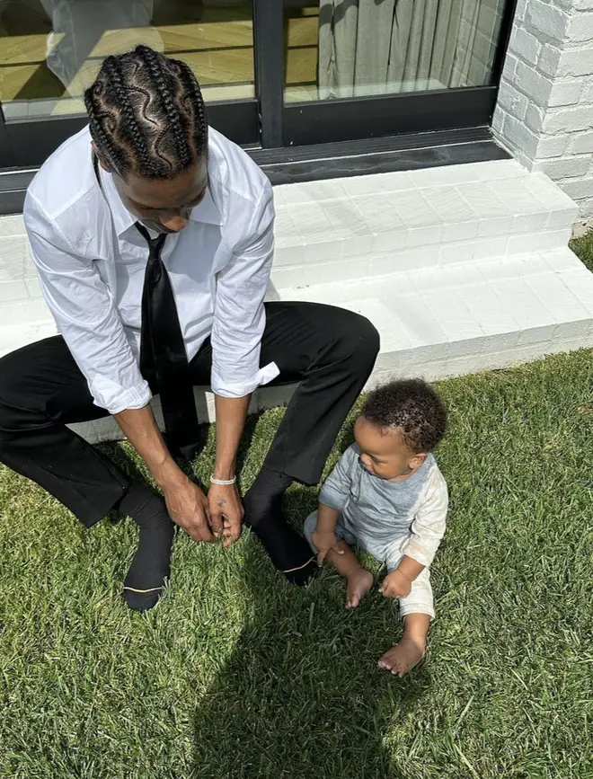 ASAP Rocky with his son, RZA.