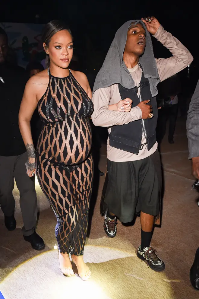 Riri and Rocky seen a month before welcoming baby Riot Rose to the world.