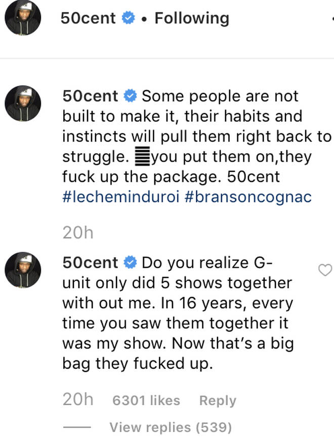 50 Cent clarifies his shade is directed at former group G-UNIT