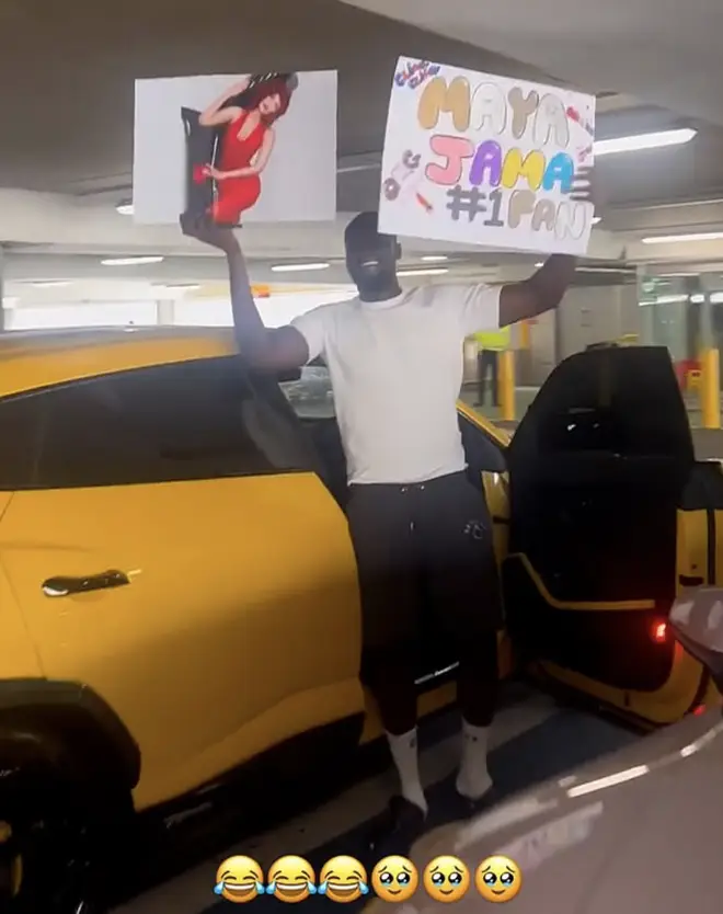 Stormzy made Maya a handmade sign to welcome her back to the UK.