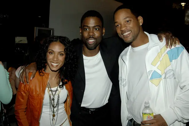 Jada, Chris and Will pictured before the infamous slap incident.