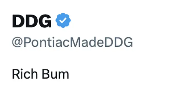 DDG changed his twitter bio to 'Rich Bum'.