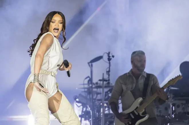 Rihanna performing at the ANTI world tour in 2016.